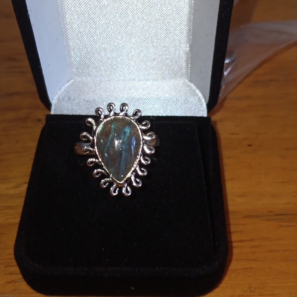 Labradorite Ring Sterling Silver Band 9.5 (178J)